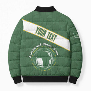 Personalized African Union Day Bomber Puffer Jacket Emblem With Kente Pattern