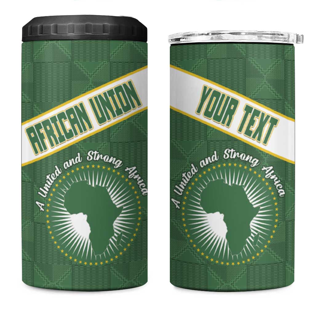 Personalized African Union Day 4 in 1 Can Cooler Tumbler Emblem With Kente Pattern - African Pride
