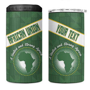 Personalized African Union Day 4 in 1 Can Cooler Tumbler Emblem With Kente Pattern - African Pride