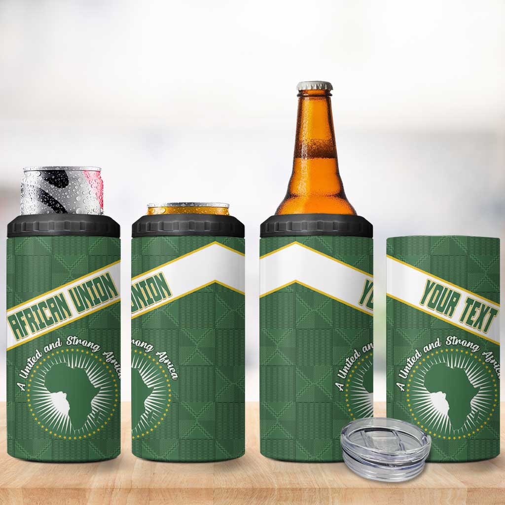Personalized African Union Day 4 in 1 Can Cooler Tumbler Emblem With Kente Pattern - African Pride