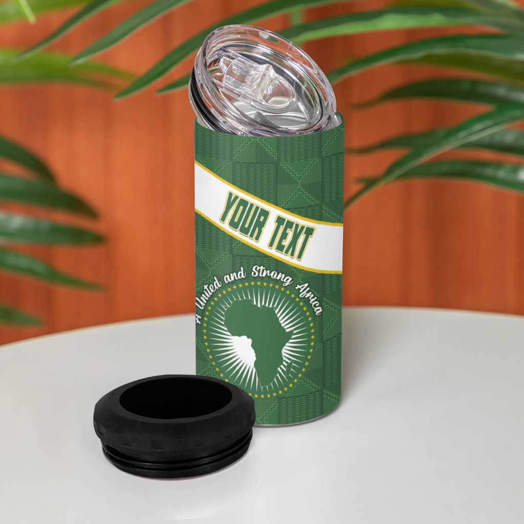Personalized African Union Day 4 in 1 Can Cooler Tumbler Emblem With Kente Pattern - African Pride