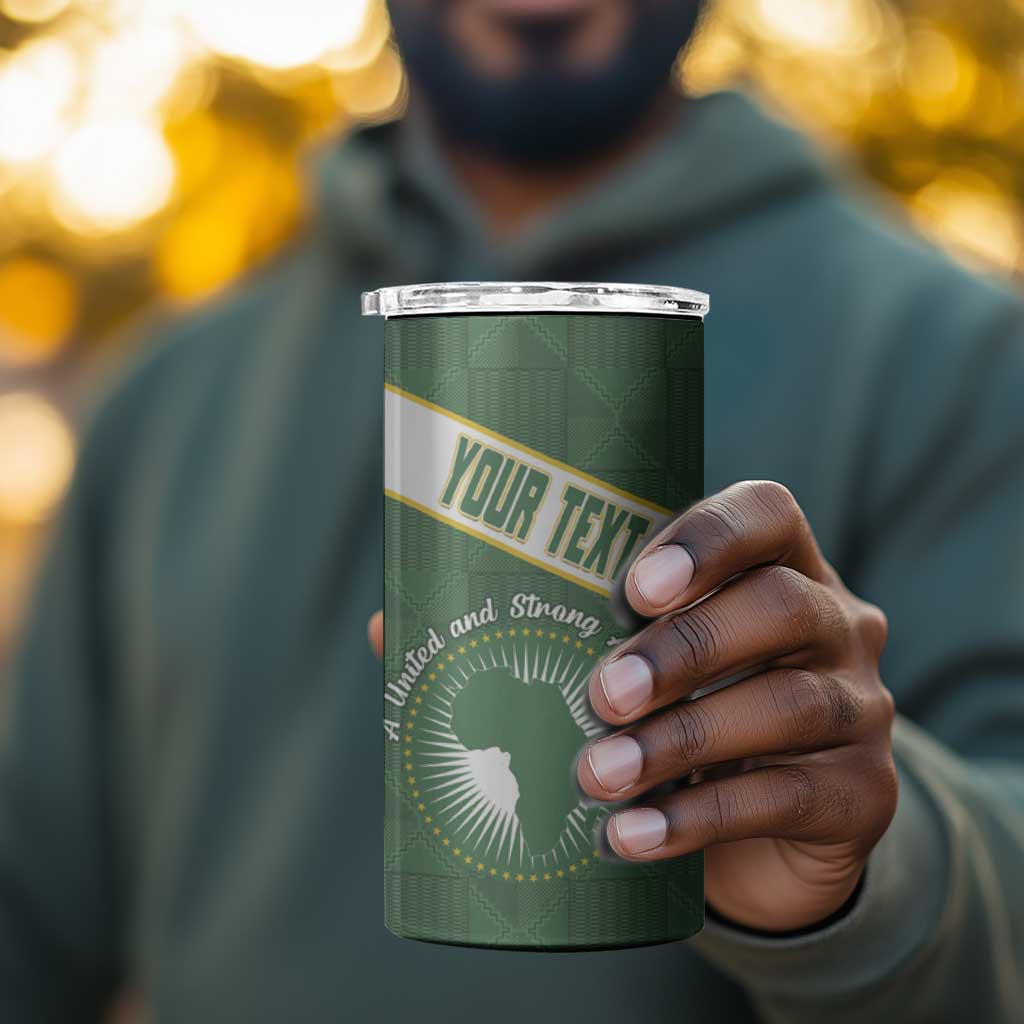 Personalized African Union Day 4 in 1 Can Cooler Tumbler Emblem With Kente Pattern - African Pride