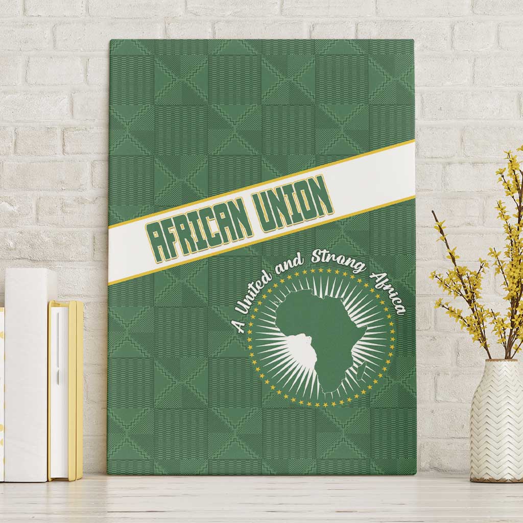 African Union Day Canvas Wall Art Emblem With Kente Pattern - African Pride