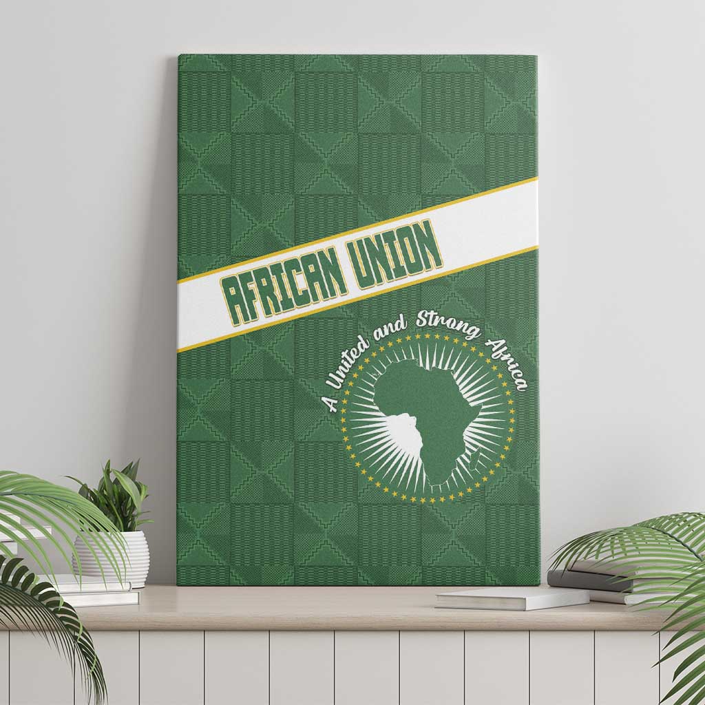 African Union Day Canvas Wall Art Emblem With Kente Pattern - African Pride
