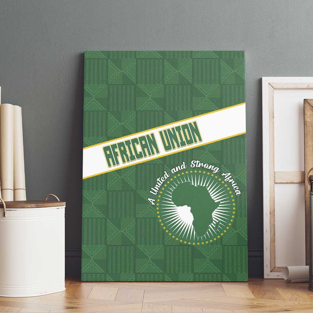 African Union Day Canvas Wall Art Emblem With Kente Pattern - African Pride