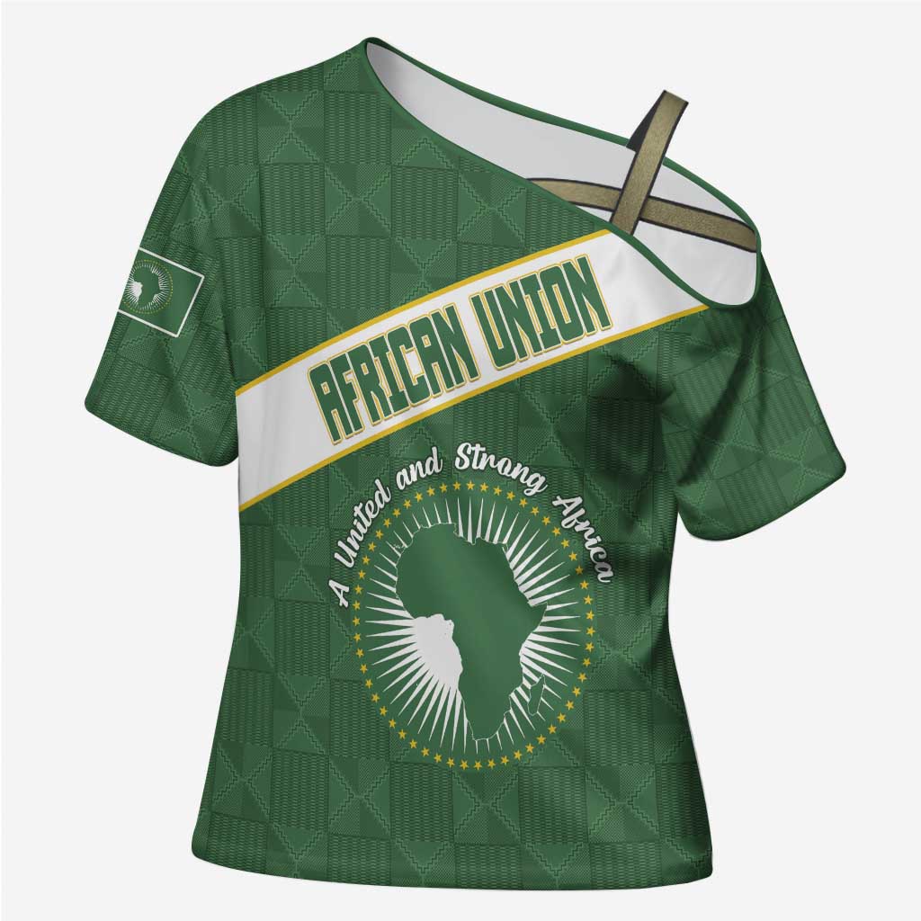 Personalized African Union Day Cross Shoulder Shirt Emblem With Kente Pattern