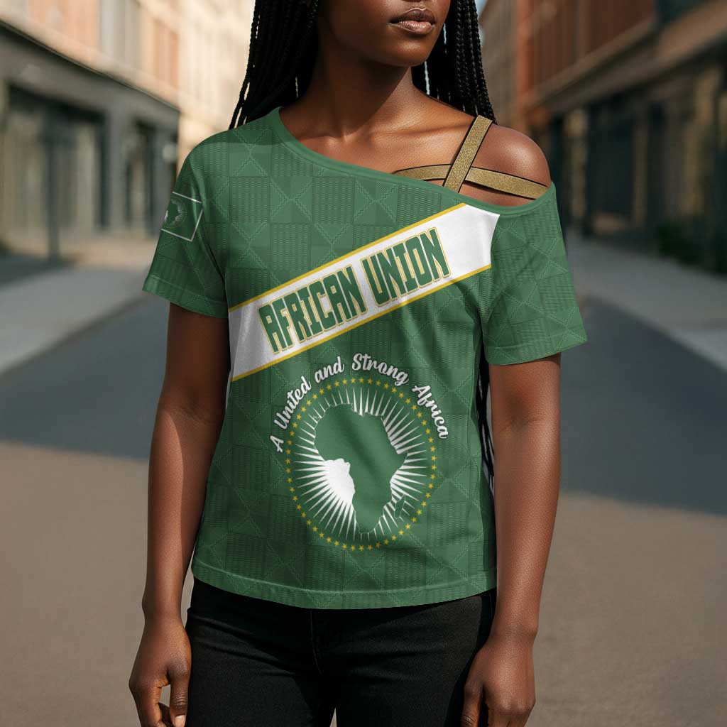 Personalized African Union Day Cross Shoulder Shirt Emblem With Kente Pattern