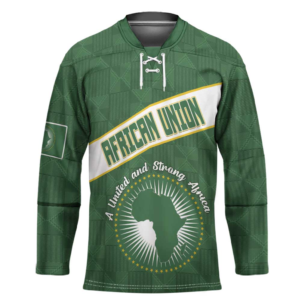 Personalized African Union Day Hockey Jersey Emblem With Kente Pattern