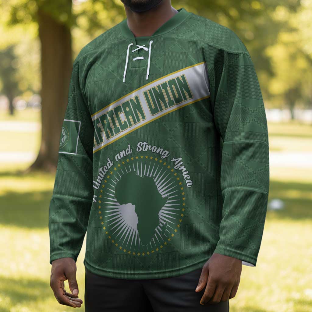 Personalized African Union Day Hockey Jersey Emblem With Kente Pattern