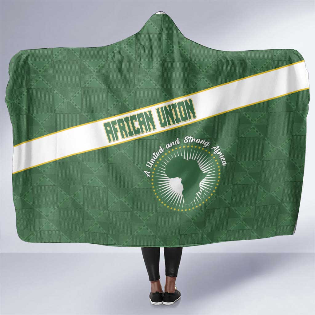 African Union Day Hooded Blanket Emblem With Kente Pattern - African Pride