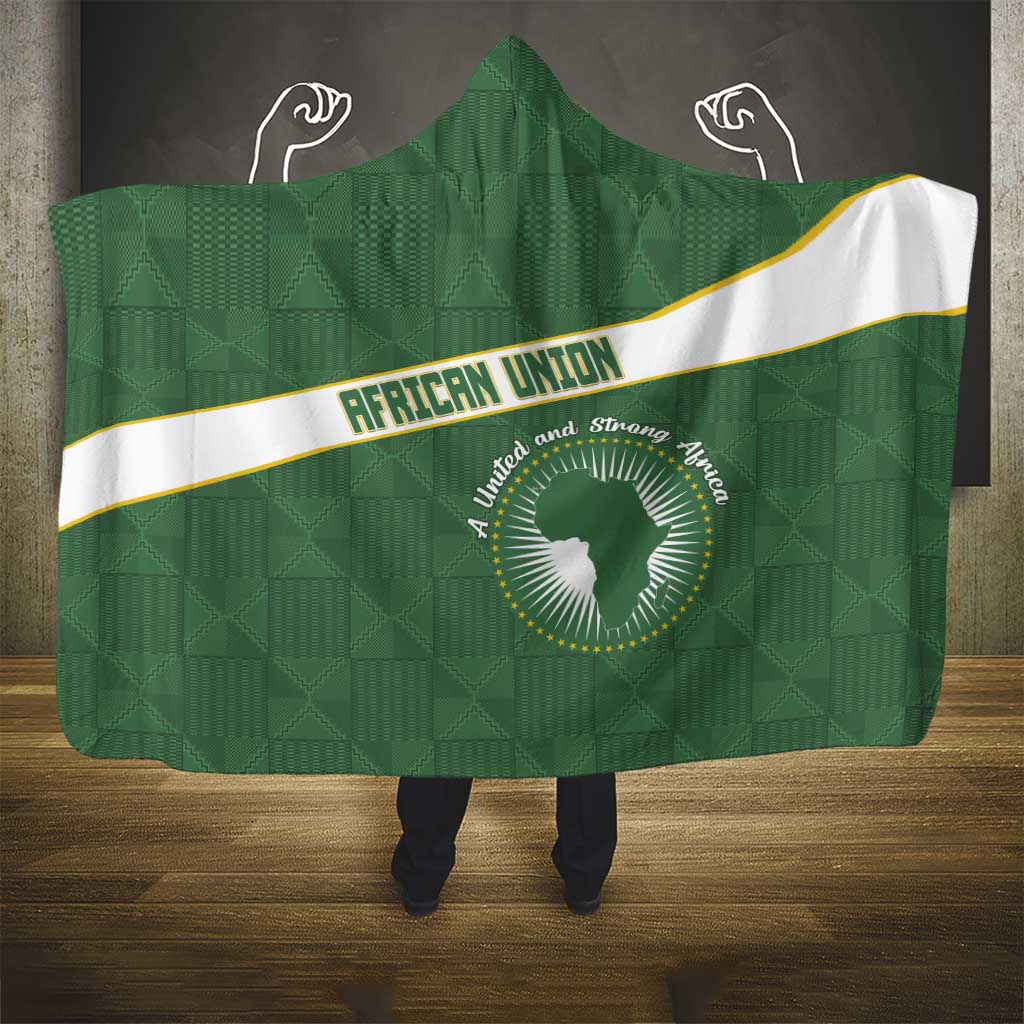 African Union Day Hooded Blanket Emblem With Kente Pattern - African Pride