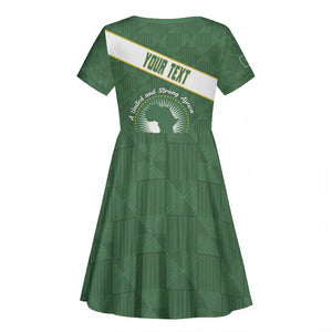 Personalized African Union Day Kid Short Sleeve Dress Emblem With Kente Pattern - African Pride