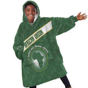 Personalized African Union Day Kid Wearable Blanket Hoodie Emblem With Kente Pattern - African Pride