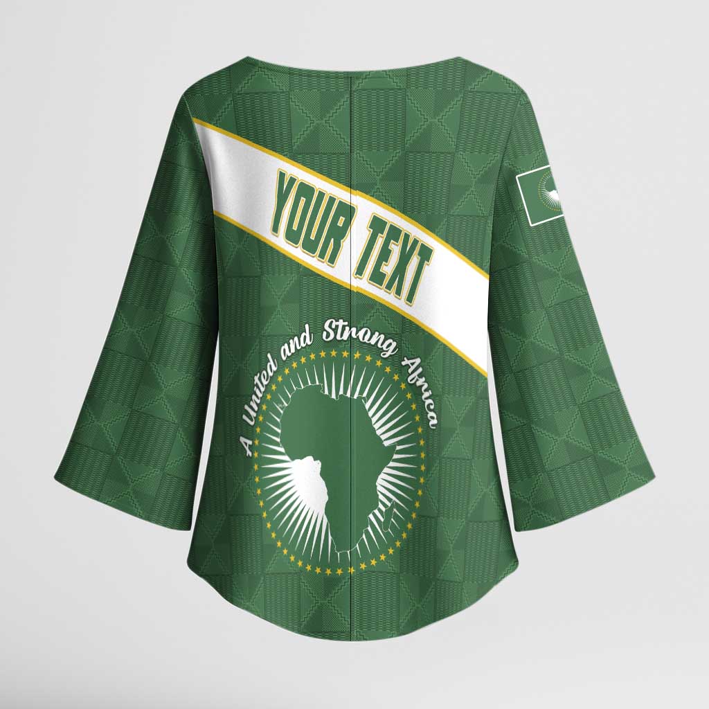 Personalized African Union Day Kimono Sleeve Blouse Emblem With Kente Pattern