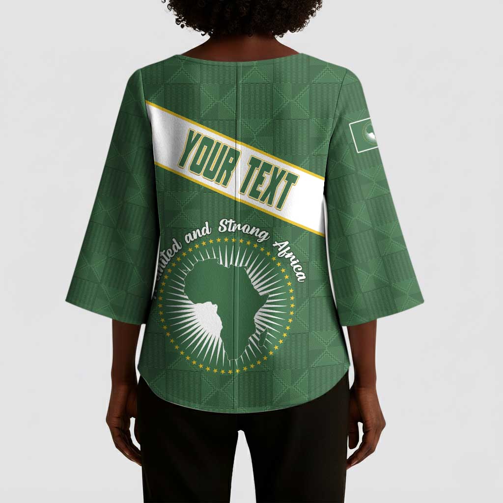 Personalized African Union Day Kimono Sleeve Blouse Emblem With Kente Pattern