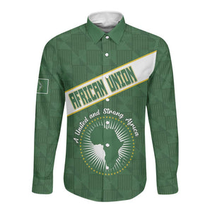 Personalized African Union Day Long Sleeve Button Shirt Emblem With Kente Pattern - African Pride
