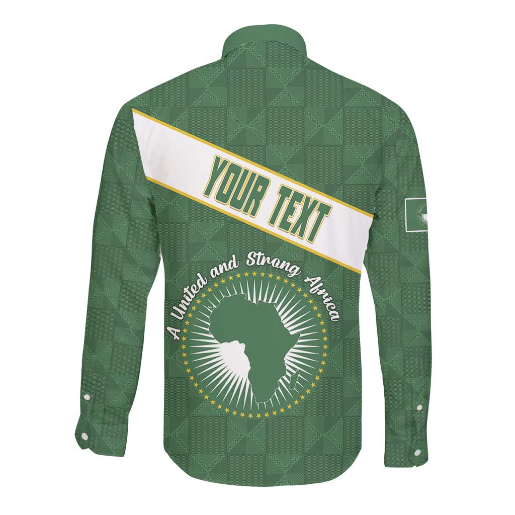 Personalized African Union Day Long Sleeve Button Shirt Emblem With Kente Pattern - African Pride