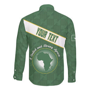 Personalized African Union Day Long Sleeve Button Shirt Emblem With Kente Pattern - African Pride