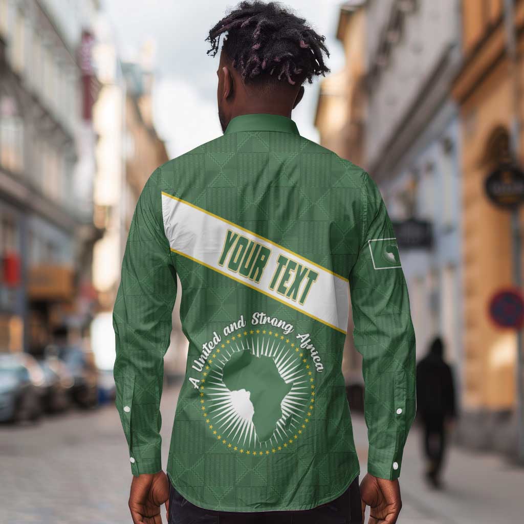 Personalized African Union Day Long Sleeve Button Shirt Emblem With Kente Pattern - African Pride