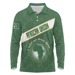 Personalized African Union Day Long Sleeve Polo Shirt Emblem With Kente Pattern - African Pride