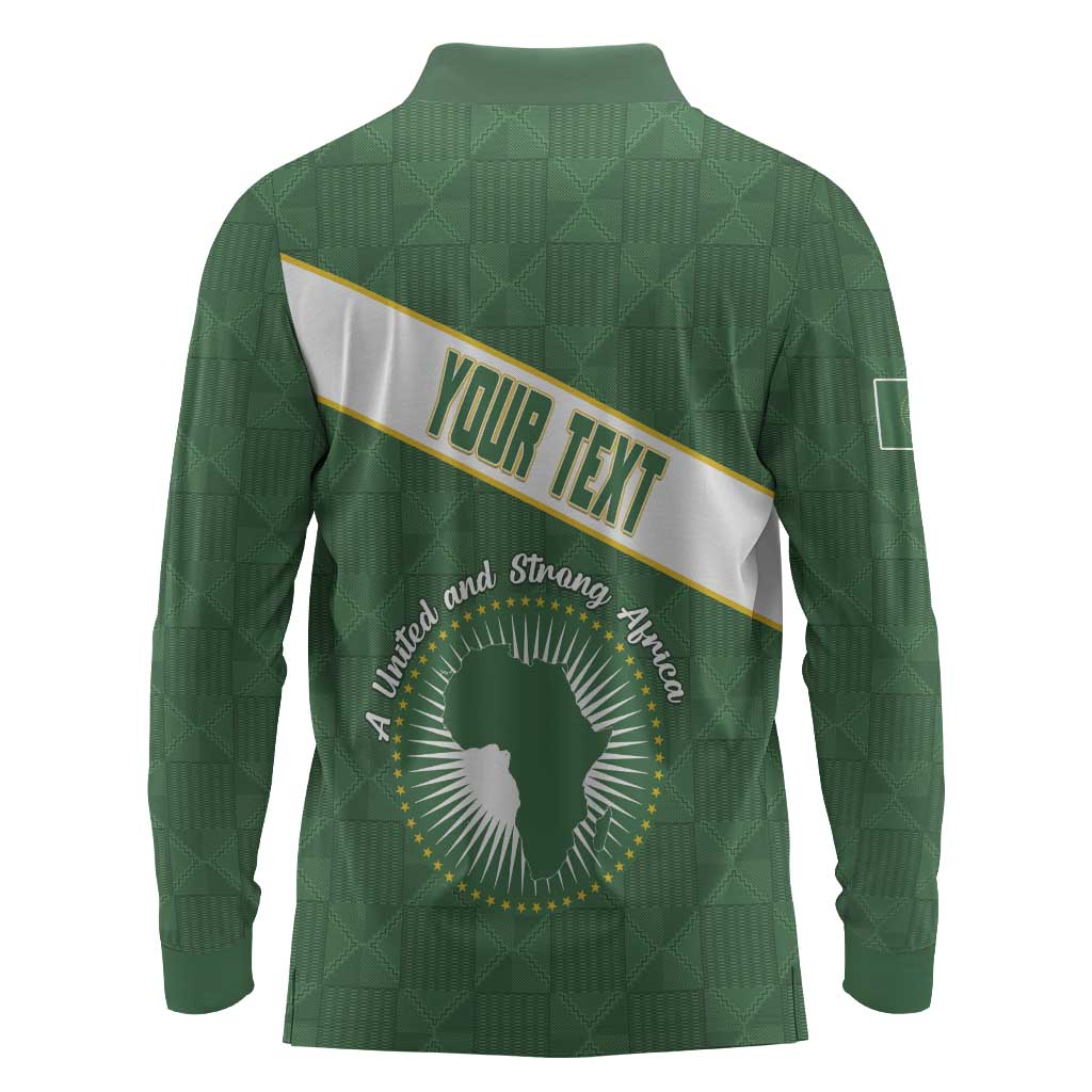 Personalized African Union Day Long Sleeve Polo Shirt Emblem With Kente Pattern - African Pride