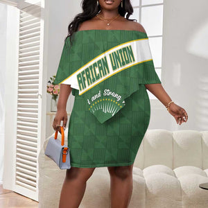 Personalized African Union Day Off Shoulder Short Dress Emblem With Kente Pattern - African Pride