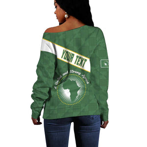 Personalized African Union Day Off Shoulder Sweater Emblem With Kente Pattern - African Pride