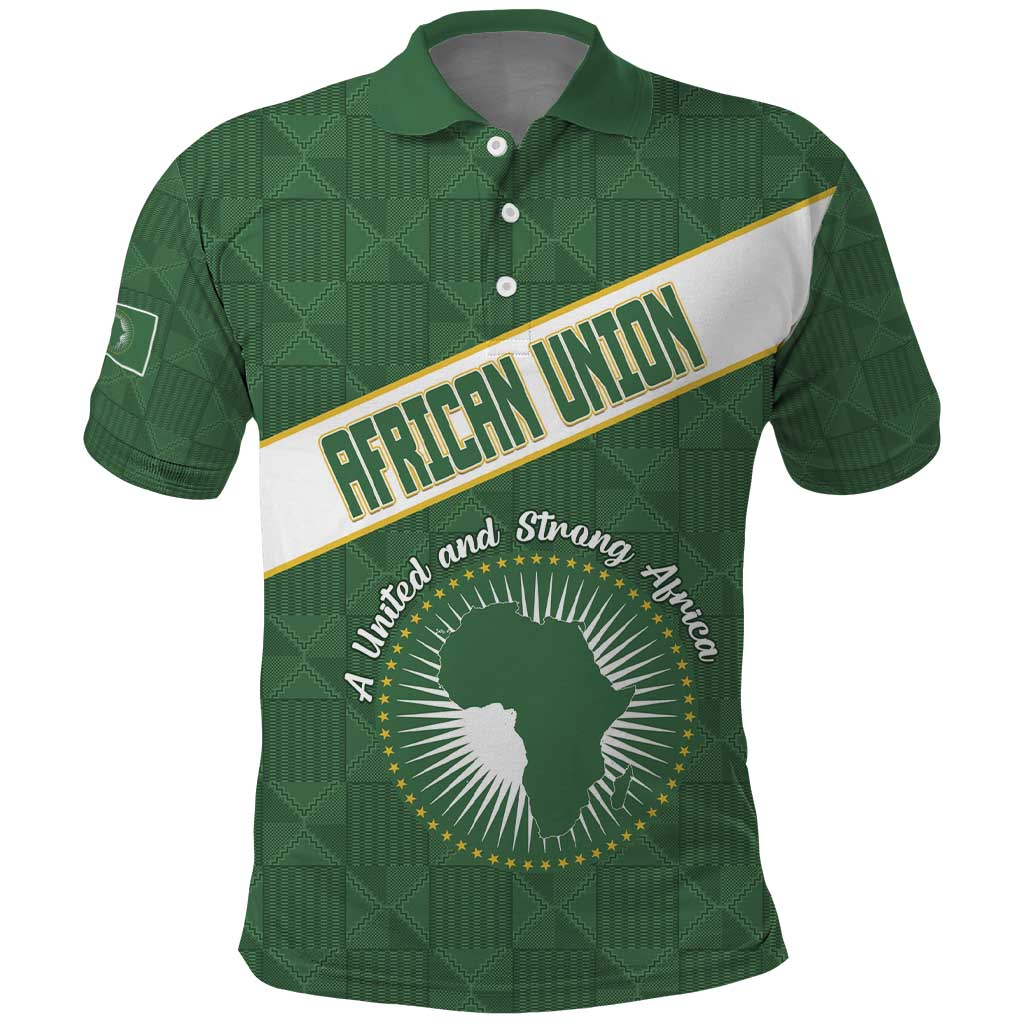 Personalized African Union Day Polo Shirt Emblem With Kente Pattern - African Pride