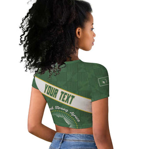 Personalized African Union Day Raglan Cropped T shirt Emblem With Kente Pattern - African Pride