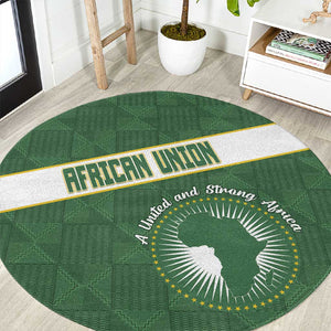 African Union Day Round Carpet Emblem With Kente Pattern - African Pride