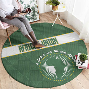 African Union Day Round Carpet Emblem With Kente Pattern - African Pride