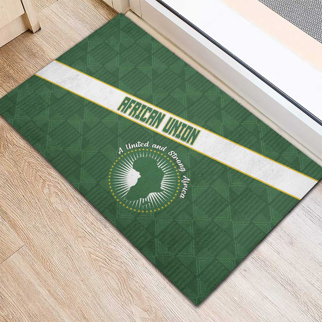 African Union Day Rubber Doormat Emblem With Kente Pattern - African Pride