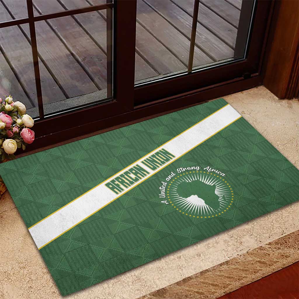 African Union Day Rubber Doormat Emblem With Kente Pattern - African Pride
