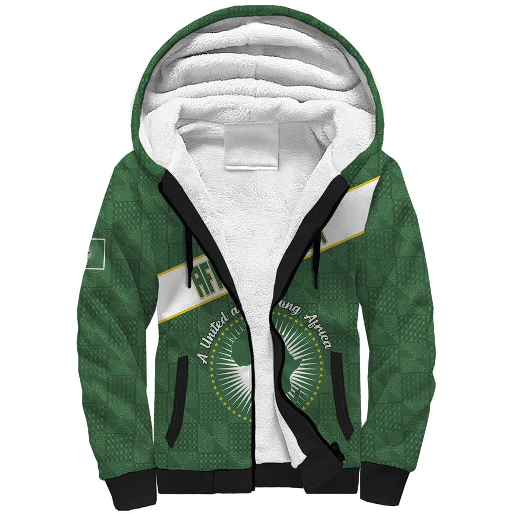 Personalized African Union Day Sherpa Hoodie Emblem With Kente Pattern - African Pride