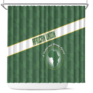 African Union Day Shower Curtain Emblem With Kente Pattern - African Pride