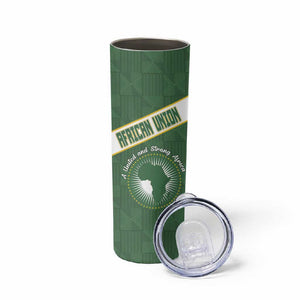 Personalized African Union Day Skinny Tumbler Emblem With Kente Pattern - African Pride