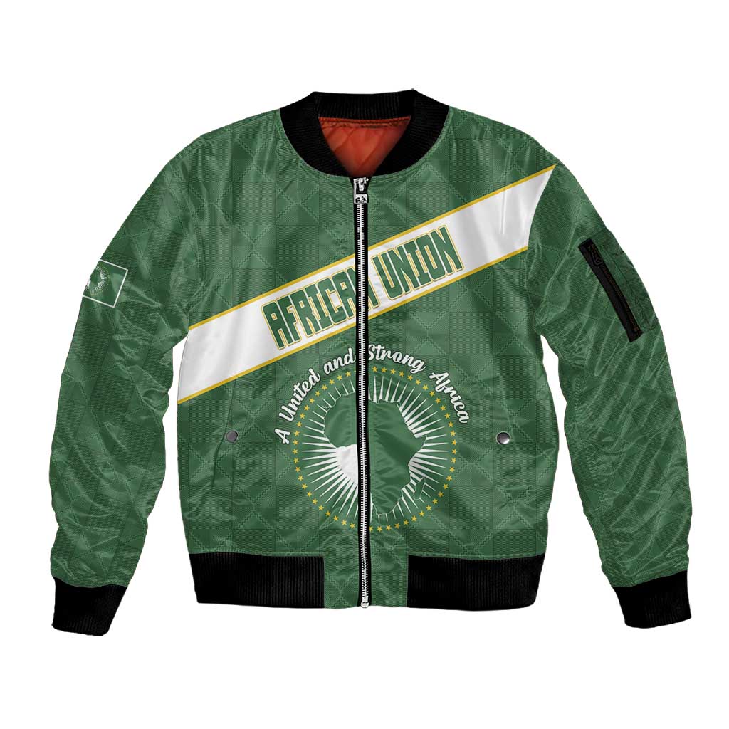 Personalized African Union Day Sleeve Zip Bomber Jacket Emblem With Kente Pattern - African Pride