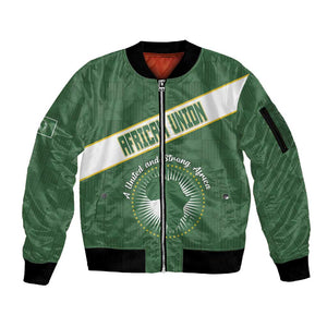 Personalized African Union Day Sleeve Zip Bomber Jacket Emblem With Kente Pattern - African Pride