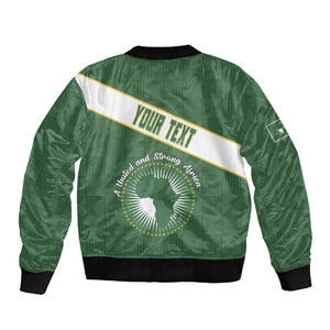 Personalized African Union Day Sleeve Zip Bomber Jacket Emblem With Kente Pattern - African Pride