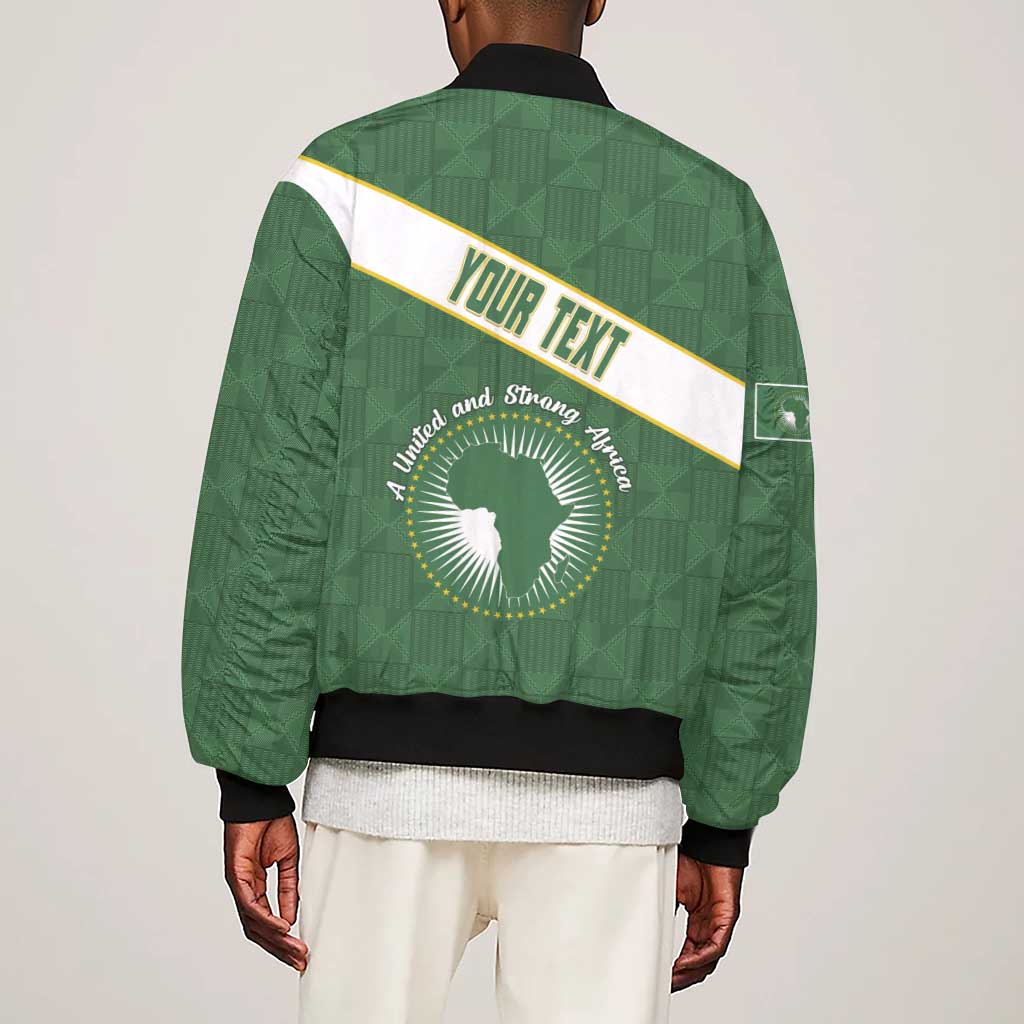 Personalized African Union Day Sleeve Zip Bomber Jacket Emblem With Kente Pattern - African Pride