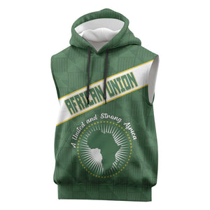Personalized African Union Day Sleeveless Hoodie Emblem With Kente Pattern - African Pride