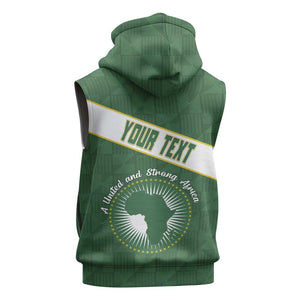 Personalized African Union Day Sleeveless Hoodie Emblem With Kente Pattern - African Pride
