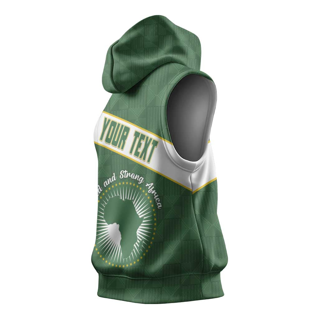 Personalized African Union Day Sleeveless Hoodie Emblem With Kente Pattern - African Pride