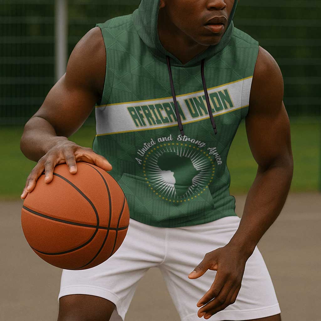 Personalized African Union Day Sleeveless Hoodie Emblem With Kente Pattern - African Pride