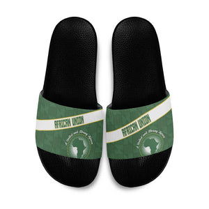African Union Day Slide Sandals Emblem With Kente Pattern