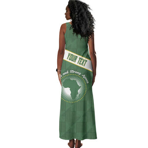 Personalized African Union Day Tank Maxi Dress Emblem With Kente Pattern - African Pride