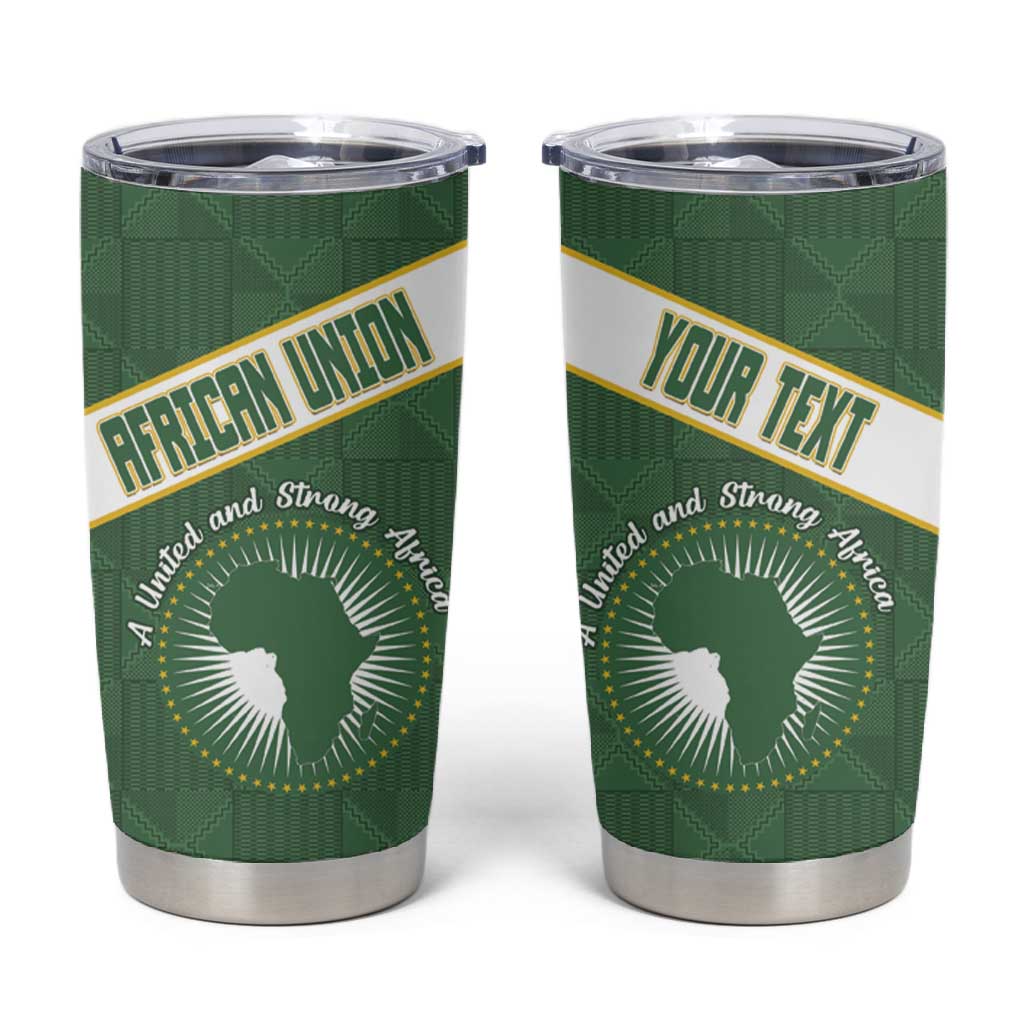 Personalized African Union Day Tumbler Cup Emblem With Kente Pattern - African Pride