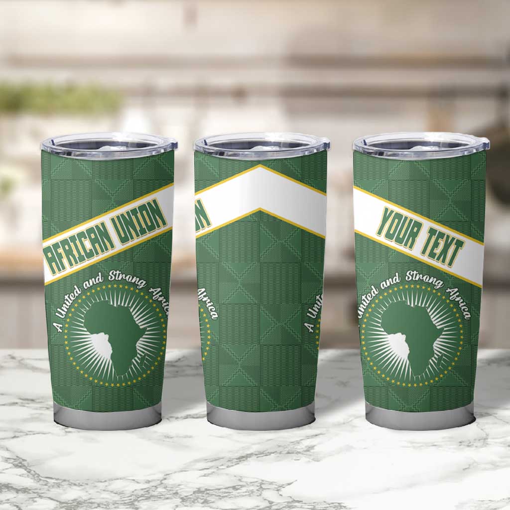 Personalized African Union Day Tumbler Cup Emblem With Kente Pattern - African Pride