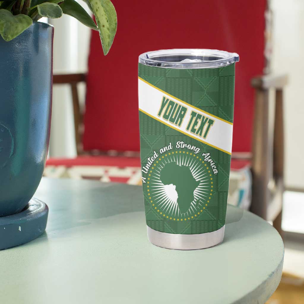Personalized African Union Day Tumbler Cup Emblem With Kente Pattern - African Pride