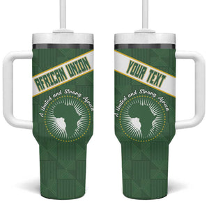 Personalized African Union Day Tumbler With Handle Emblem With Kente Pattern - African Pride